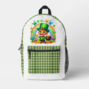 Niedlicher Regenbogen-Leprechaun mit Gold Bedruckter Rucksack