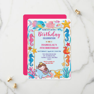 niedlicher Regenbogen-Meerjungfisch bis Geburtstag Save The Date