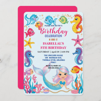 Niedlicher Regenbogen-Meerjungfrau-Seepferd Geburt Save The Date