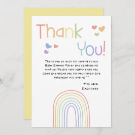 Niedlicher Regenbogen mit Hearts Baby Dusche Dankeskarte