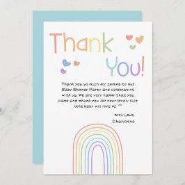 Niedlicher Regenbogen mit Hearts Baby Dusche Dankeskarte