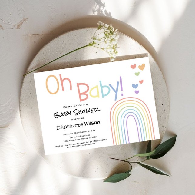 Niedlicher Regenbogen mit Hearts Baby Dusche Einladung (Von Creator hochgeladen)