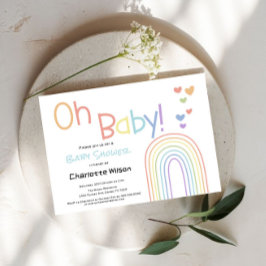 Niedlicher Regenbogen mit Hearts Baby Dusche Einladung