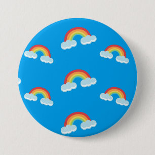 Niedlicher Regenbogen mit Wolkenmuster Button