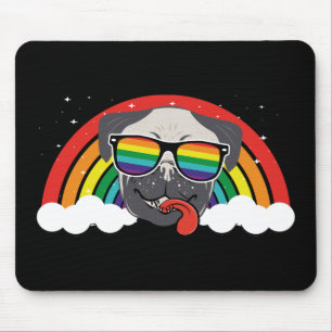 Niedlicher Regenbogen-Mops Mousepad