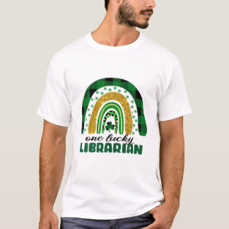 Niedlicher Regenbogen One Lucky Librarian St Patri T-Shirt