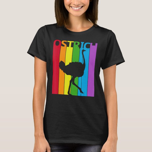 Niedlicher Regenbogen Ostrich T-Shirt (Vorderseite)