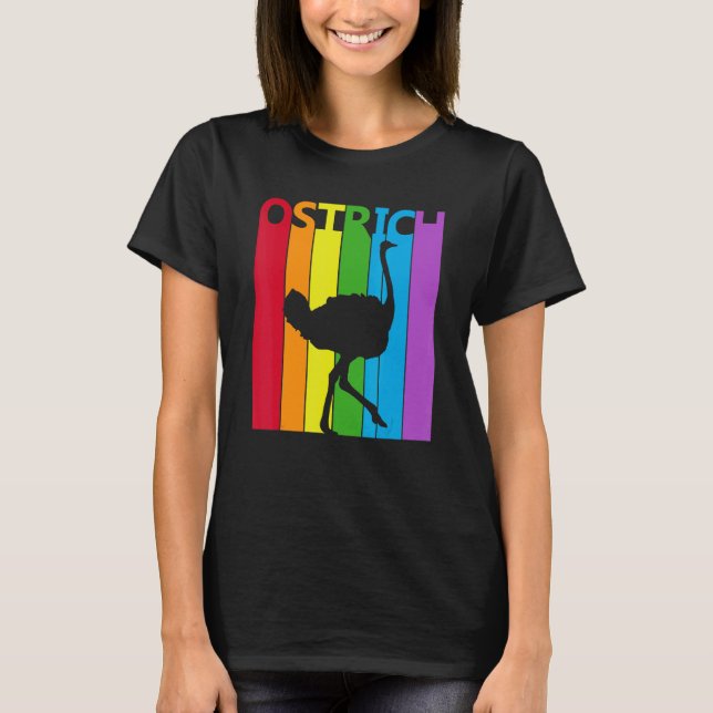 Niedlicher Regenbogen Ostrich T-Shirt (Vorderseite)