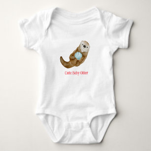 Niedlicher Regenbogen Otter Scallops Geburtstagspa Baby Strampler
