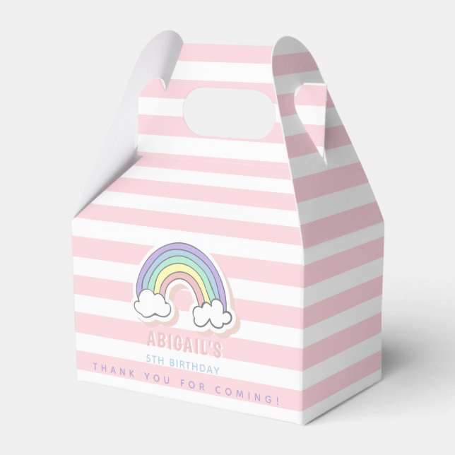 Niedlicher Regenbogen - Pastellrosa Streifen Kinde Geschenkschachtel (Vorderseite)