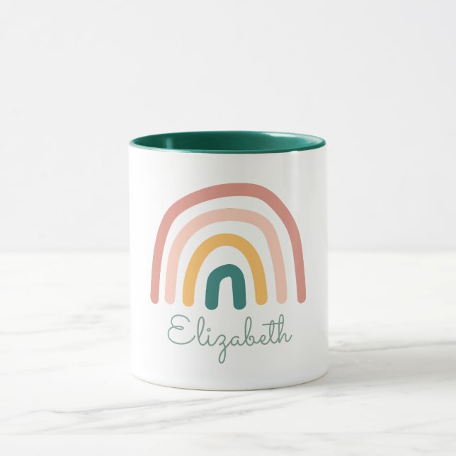 Niedlicher Regenbogen Pink Handschrift Tasse (Zentrum)