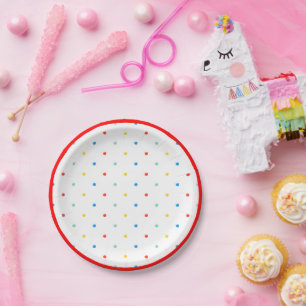 Niedlicher Regenbogen Polka Dot Birthday Pappteller