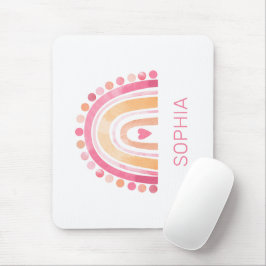 Niedlicher Regenbogen, rosa bohfarbene Wasserfarbe Mousepad