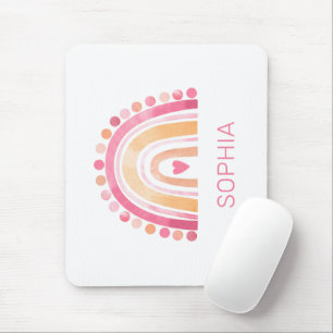 Niedlicher Regenbogen, rosa bohfarbene Wasserfarbe Mousepad