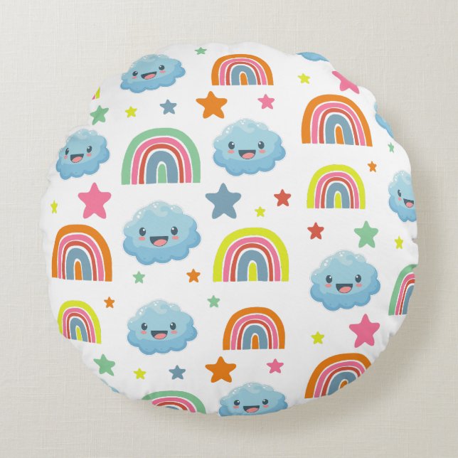 Niedlicher Regenbogen Rundes Kissen (Vorderseite)