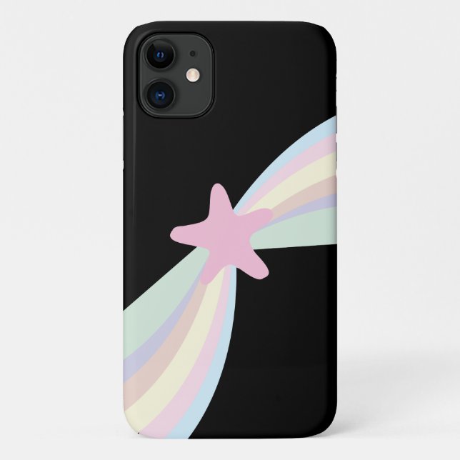 Niedlicher Regenbogen Shooting Star Black Case-Mate iPhone Hülle (Rückseite)