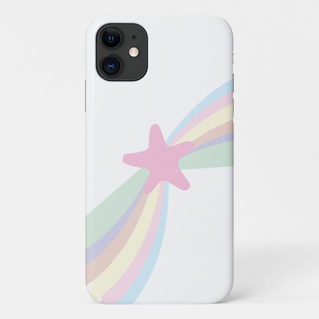 Niedlicher Regenbogen Shooting Star White Case-Mate iPhone Hülle (Rückseite)