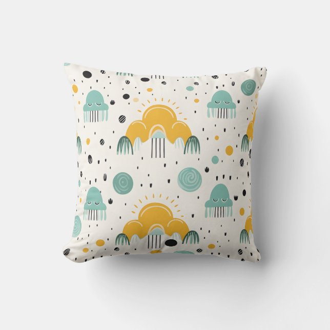 Niedlicher Regenbogen und Cloud Throw Kissen (Vorderseite)