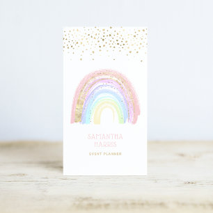 Niedlicher Regenbogen und Goldherz Confetti Visitenkarte