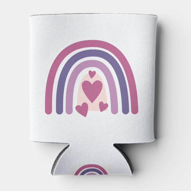 Niedlicher Regenbogen und Herz Dosenkühler (Vorderseite)