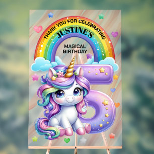 Niedlicher Regenbogen und Unicorn 5. Geburtstagspa Acrylschild