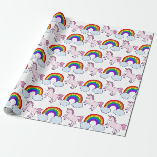 Niedlicher Regenbogen und Unicorn Geschenkpapier