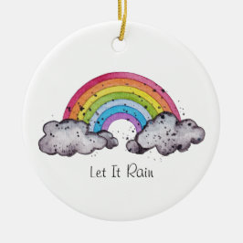 Niedlicher Regenbogen und Wolken Keramik Ornament