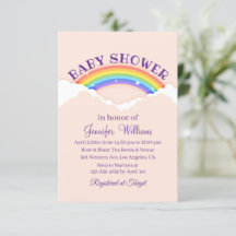 niedlicher Regenbogen und Wolken, rosa Babydusche