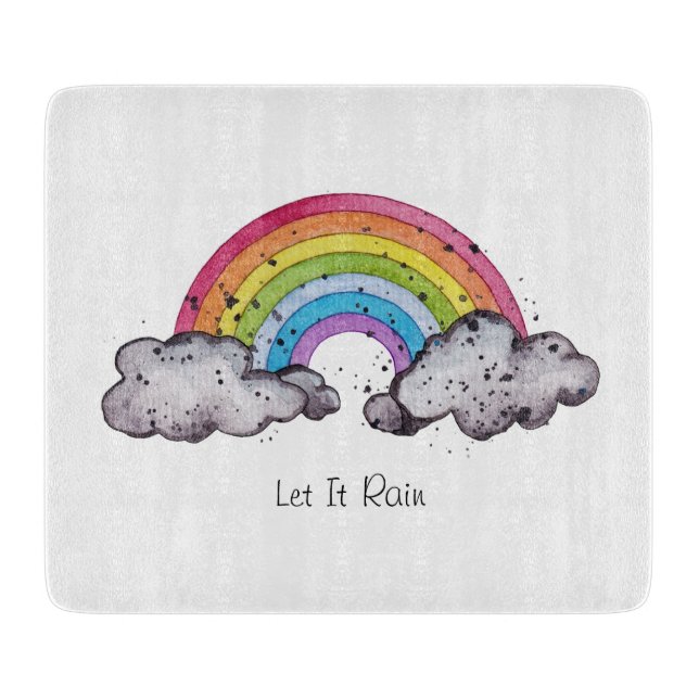 Niedlicher Regenbogen und Wolken Schneidebrett (Vorderseite)