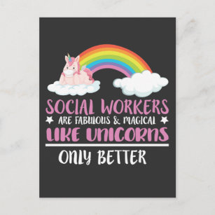 Niedlicher Regenbogen-Zauber für Sozialarbeiter Postkarte