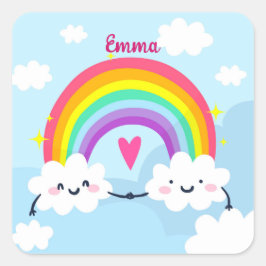 Niedlicher Regenbogenaufkleber Quadratischer Aufkleber