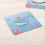 Niedlicher Regenbogentopf Whale Fische Geburtstags Rechteckiger Pappuntersetzer<br><div class="desc">Niedlicher Regenbogentopf Whale Fische Geburtstagsparty</div>