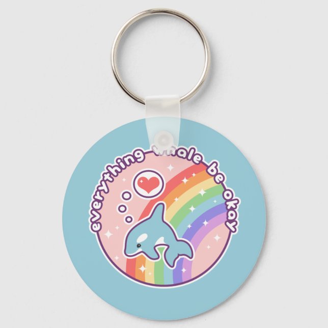 Niedlicher Regenbogenwal Schlüsselanhänger (Vorderseite)