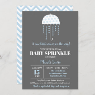 Niedlicher Regenschirm Blue Baby Sprinkle oder Bab Einladung