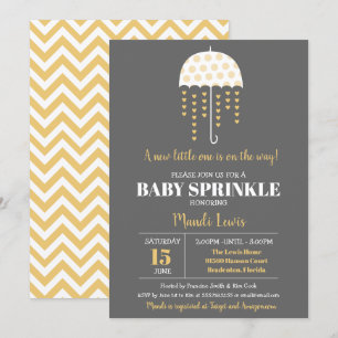 Niedlicher Regenschirm Gelbe Babysprinkle oder Bab Einladung