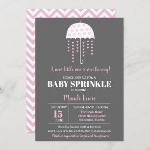 Niedlicher Regenschirm Pink Baby Sprinkle oder Bab Einladung