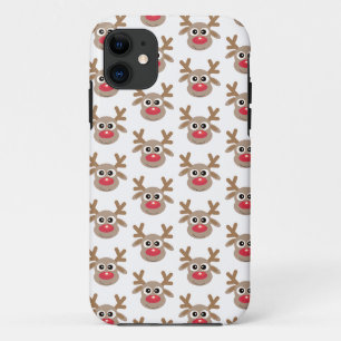 Niedlicher Rentier Cartoon Muster Weihnachten Weiß Case-Mate iPhone Hülle
