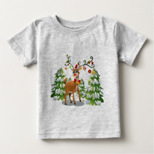 Niedlicher Rentier im Schnee Baby T-shirt