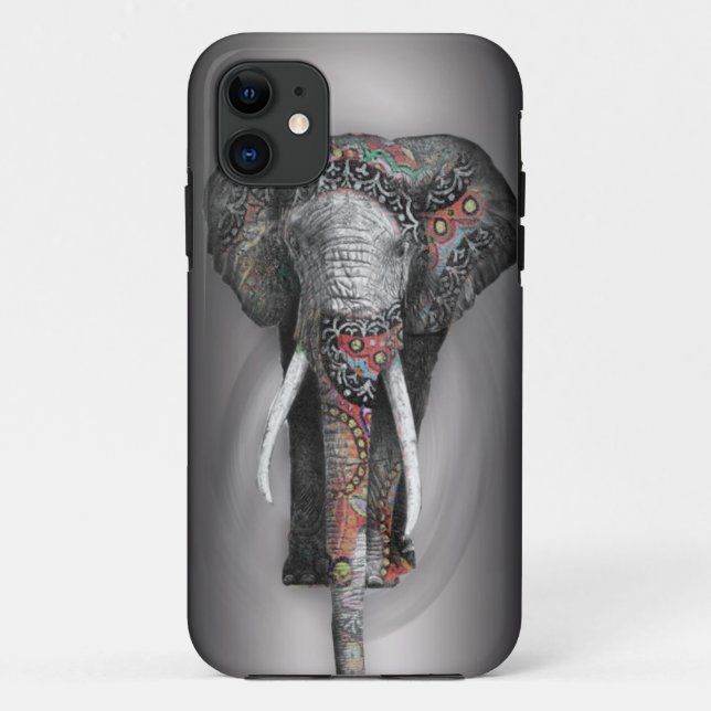 Niedlicher Retro Blumen-Elefant Case-Mate iPhone Hülle (Rückseite)