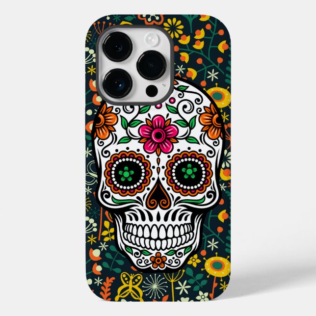 Niedlicher Retro Blumenzucker Schädel Case-Mate iPhone Hülle (Rückseite)