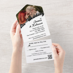 Niedlicher Retro Boho Minimalistischer Quirky Text All In One Einladung