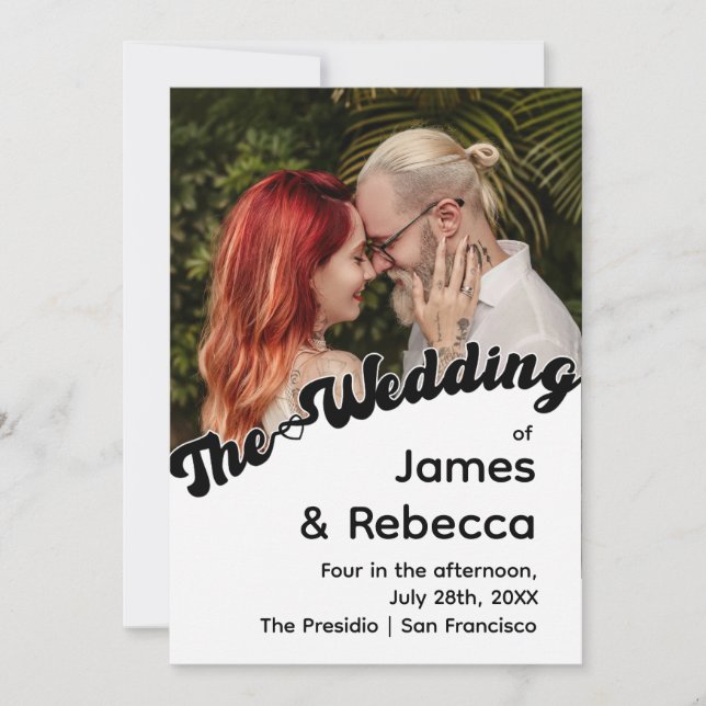 Niedlicher Retro Boho Minimalistischer Quirky Text Einladung (Vorderseite)