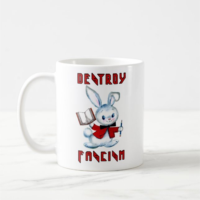 Niedlicher Retro-Bunny - Zerstört den Faschismus Kaffeetasse (Links)