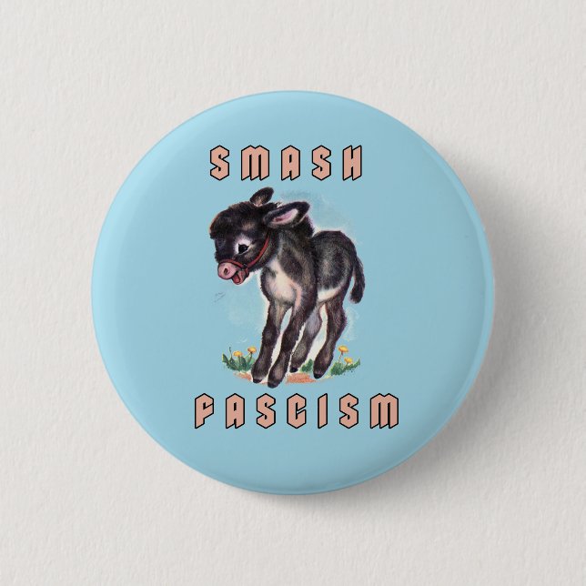 Niedlicher Retro-Donkey - Schmutz des Faschismus Button (Vorderseite)