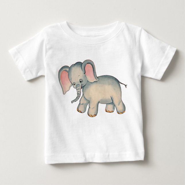 Niedlicher retro Elefant Baby T-shirt (Vorderseite)