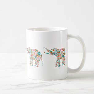 Niedlicher Retro-Flora-Elefant 5 Tasse
