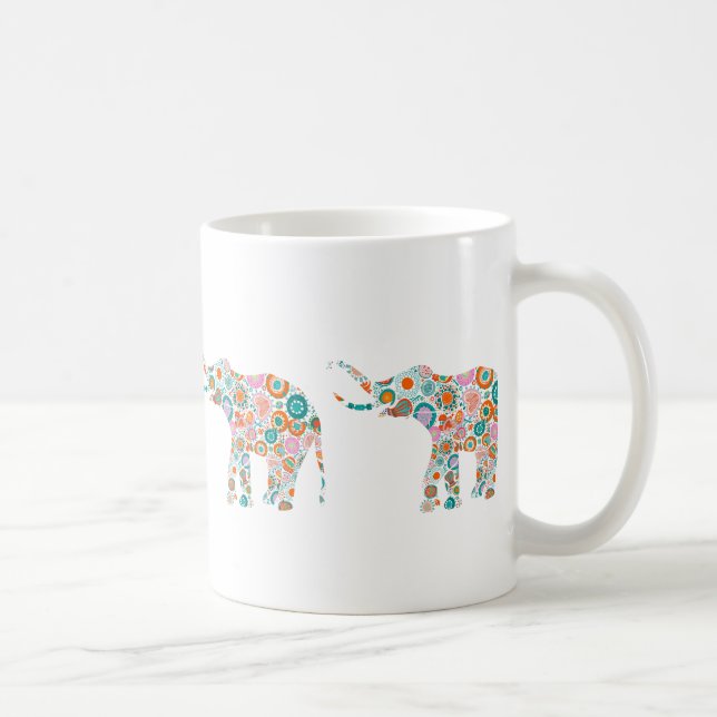 Niedlicher Retro-Flora-Elefant 5 Tasse (Rechts)