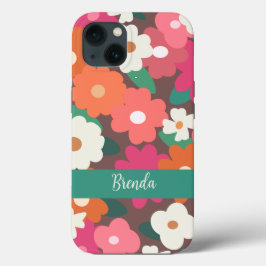 Niedlicher Retro Florals Individuelle Name Case-Mate iPhone Hülle