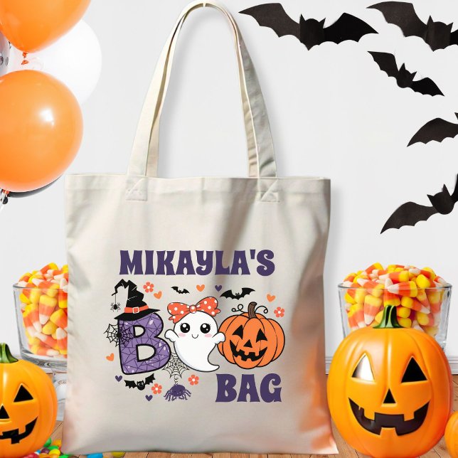 Niedlicher Retro Ghost Halloween Trick oder Treat  Tragetasche (Halloween Trick or Treat Boo Bag)
