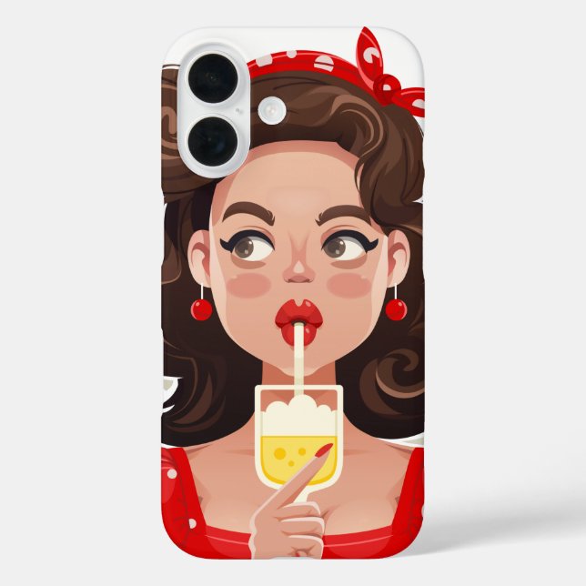 Niedlicher Retro Girl Cocktail Handy Case (Rückseite)